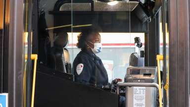 GoRaleigh Operator sitting inside the bus