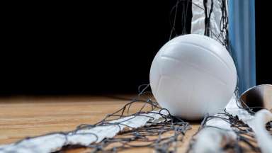 Image of a volleyball sitting on the floor
