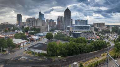 Raleigh downtown with stormy sky