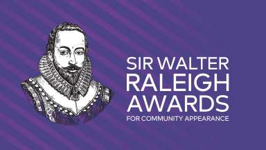 Sir Walter Raleigh image with purple background