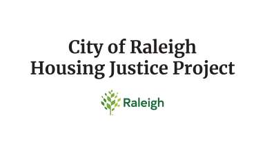 Raleigh Housing Justice Project Sign with Raleigh logo