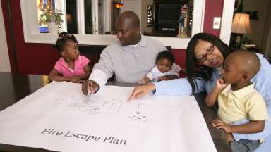 Family planning their home escape plan.