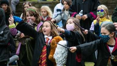 children casting spells with wands