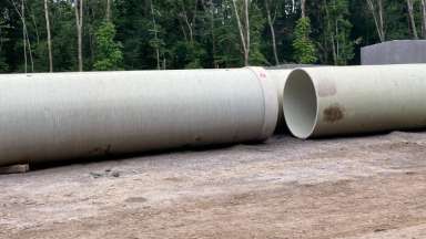 very large pipes on gravel