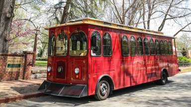 Red historic trolley