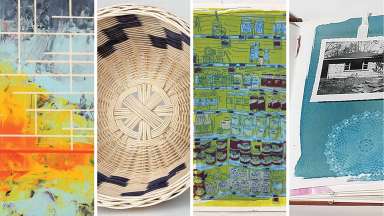 A collage of artwork featured in the May/June gallery exhibits at Sertoma Arts Center