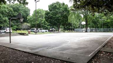 outdoor basketball courts at Robert's park