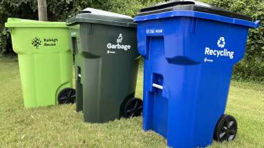 solid waste service garbage cart, recycling cart, and yard waste cart