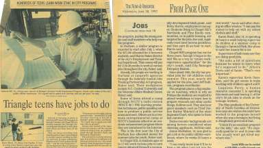 Newspaper clipping from June of 1997 that covered the Raleigh Summer Youth Employment Program
