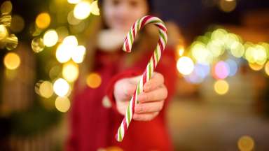an image of a little girl holding a candy cane