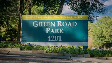 the outdoor sign at Green Road Park