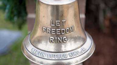 an antique bell with the words &quot;Let Freedom Ring&quot;