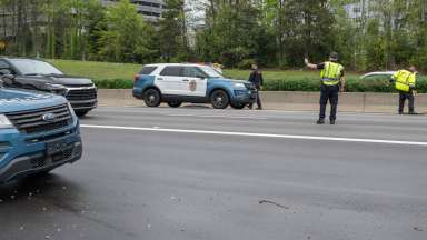 Officer in Roadway Directing Traffic