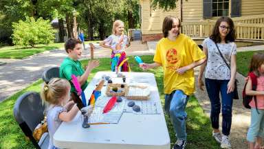 children learning history outside at Mordecai park