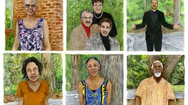 Drawings of six community members.