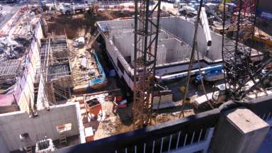Image show lots of construction activity at City Hall building site