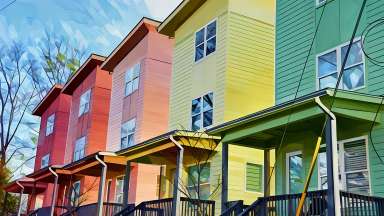 Housing Choices - Row of Bright Colored Homes
