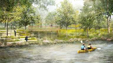 Neuse River Park Rendering of people on a kayak