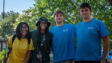 smiling seasonal Raleigh Parks staff at Pullen Park