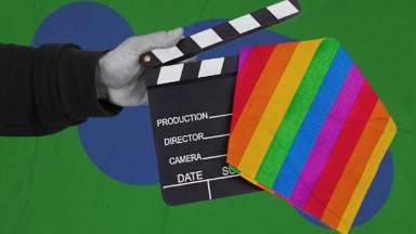 film marker with rainbow flag