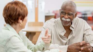 two seniors talking