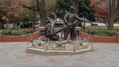 A park with a Fire Fighter Memorial