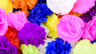 plethora of flowers made from tissue paper