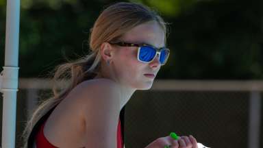 lifeguard on the stand in the summer