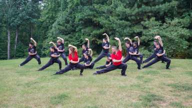people in the park doing kung fu