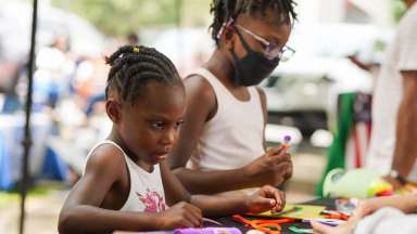 two children doing educational activities 