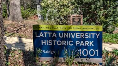image of the sign at Latta University Historic Park