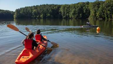 two people kayaking