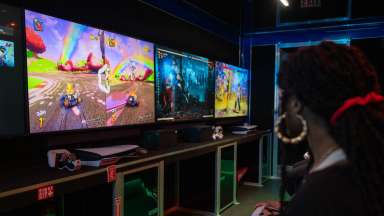 Kids playing video games