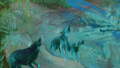 blue and green dreamy artwork
