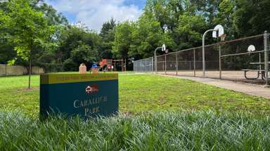 Entrance sign at Caraleigh Park