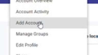 screenshot of the new add account button on the new portal