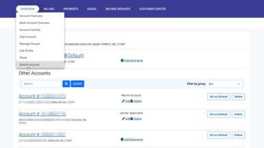 screenshot of new switch account feature on self-service portal