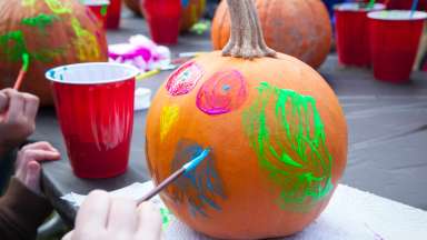 a painted pumpkin