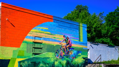 bike mural by Britt Flood- Photography by Andrew Miller