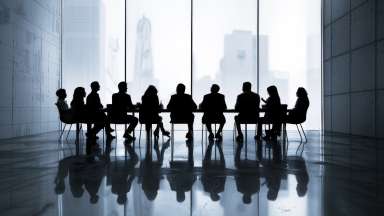 stock image of people meeting