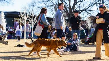 event goers in Moore square in the winter
