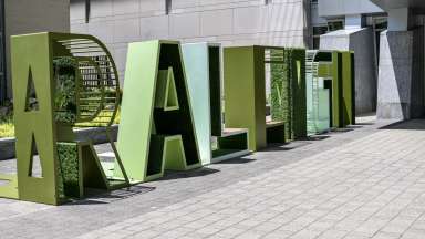raleigh letters outside raleigh convention center