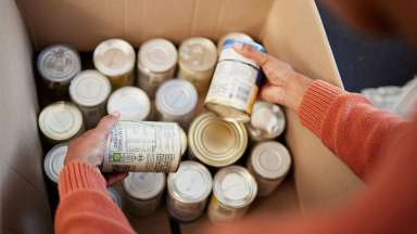 a box of canned goods