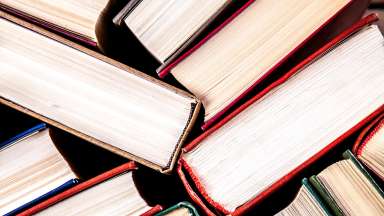 a side profile of books