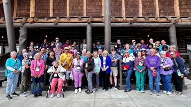 a large group of active adults on a trip