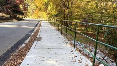 sidewalk and handrail