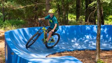 the pump track being used at forest ridge park