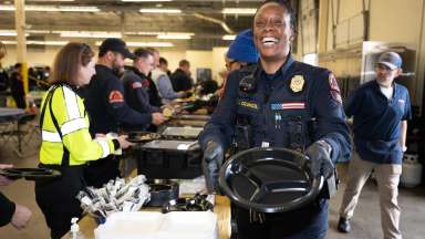 RPD officer holding lunch plate