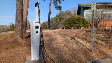 One of the few charging stations available for use 