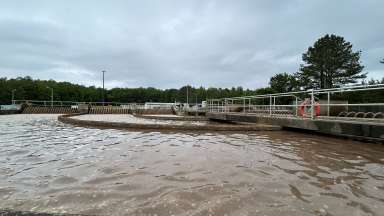 looking over a wastewater clarifier